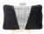 Main image of Crocheted Satin Metal Frame Evening Bag in Black
