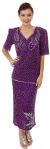 V-Neck Two Piece Sequined Blouse and Skirt Set in alternative picture