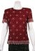 Short Sleeved Beaded Petal Pattern Design in Burgundy/Silver