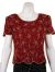 Round Edged Hem Short Sleeved Blouse in Burgundy/Gold
