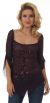 Main image of Square Neck Asymmetric Hem Beaded Sheer Blouse.