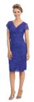 V-Neck Short Sleeves Short Formal Party Dress in Lace in Royal Blue