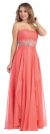Main image of Strapless Floral Beaded Waist Long Formal Prom Dress