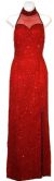 Halter Neck Sequined Formal Cocktail Dress in Red