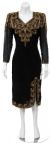 Main image of Tea Length with Front slit Formal Beaded Dress