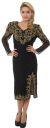 Main image of Tea Length Long Sleeves Petal Beaded Formal Dress