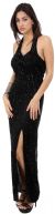 Main image of Sequin Beaded Halter Neck Formal Gown with Front Slit