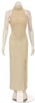 Turtle Neck Beaded Bodice Sequined Formal Dress in Ivory