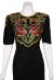Round neck Short Cocktail Dress with Floral Pattern in close-up