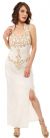 Main image of Halter Neck Beaded Long Formal Cocktail Dress with Slit