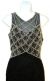 Sleeveless Formal Cocktail Dress with Silver Bodice Design in close up