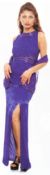 Semi See Thru Waist Beaded Formal Dress in Royal Blue