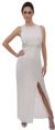 Semi See Thru Waist Beaded Formal Dress in White