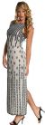 Exquisite Beaded Full Length Formal Cocktail Dress in Gray/Black