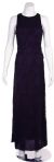 A-Line Long Cocktail Dress with Floral Beaded Pattern in Black/Purple