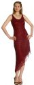 U-Neck Beaded Cocktail Party Dress with Asymmetric Hem  in Burgundy