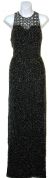 Sleeveless Formal Evening Dress with Exquisite Mesh design in Black/Silver