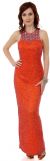 Main image of Sleeveless Formal Evening Dress with Exquisite Mesh design