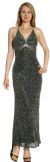 Main image of V-Neck Fully Beaded Crossed Back Cocktail Dress