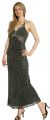 V-Neck Fully Beaded Crossed Back Cocktail Dress in Black/Silver alternative view