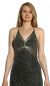 V-Neck Fully Beaded Crossed Back Cocktail Dress in Black/Silver closeup