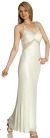V-Neck Fully Beaded Crossed Back Cocktail Dress in Ivory