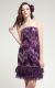 Main image of Strapless Short Cocktail Prom Dress with Feather Trim.