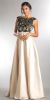 Main image of Boat Neck Mesh Embroidered Top Long Formal Evening Dress