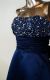 Bridal Satin Strapless Cocktail dress with beaded bodice  in Navy