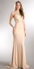Beaded Lace & Mesh Bodice Long Prom Pageant Dress in Champaign