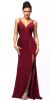 Double Spaghetti Straps Overlay Bodice Long Bridesmaid Dress in Burgundy