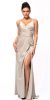 Double Spaghetti Straps Overlay Bodice Long Bridesmaid Dress in Champaign
