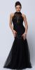 Main image of High Neck Beaded Bodice Mermaid Style Mesh Long Prom Dress