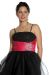 Halter & Shirred Party Dress with Embellished Waistline in Black/Fuchsia alternative view