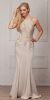 Round Collar Neck Embellished Bodice Long Prom Pageant Dress in Champaign