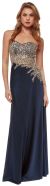 Main image of Asymmetric Mesh Rhinestones Bodice Long Prom Pageant Dress