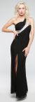Main image of One Shoulder Long Formal Prom Dress with Bejeweled Bodice