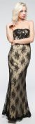 Strapless Floral Mesh Beaded Long Formal Evening Dress  in alternative picture