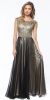 Main image of Boat Neck Rhinestones Top Long Evening Prom Dress