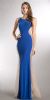 Main image of Studded Sheer Mesh Sides Flared Long Formal Prom Dress