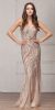 Strapless Bejeweled Bodice Mesh Long Formal Prom Dress in Champaign