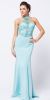 Main image of Beaded Halter Mesh Top Flared Skirt Long Prom Dress