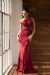 High Neck Bodice Mermaid Cut Prom Dress in Burgundy