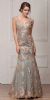 Main image of V-Neck Floral Embellishments Mesh Long Prom Pageant Dress