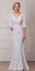 Main image of V-Neck Floral Lace Sheer Cape Long MOB Gown