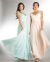 V-Neck Lace Top Empire Cut Long Bridesmaid Dress in an 