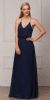 Spaghetti Straps V-Neck Blouson Top Long Bridesmaid Dress in Navy
