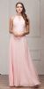High Round Neck Princess Cut Long Bridesmaid Dress in Blush