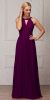 High Round Neck Princess Cut Long Bridesmaid Dress in Eggplant