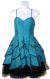 Spaghetti Party Dress with Ruffled Skirt in Teal color